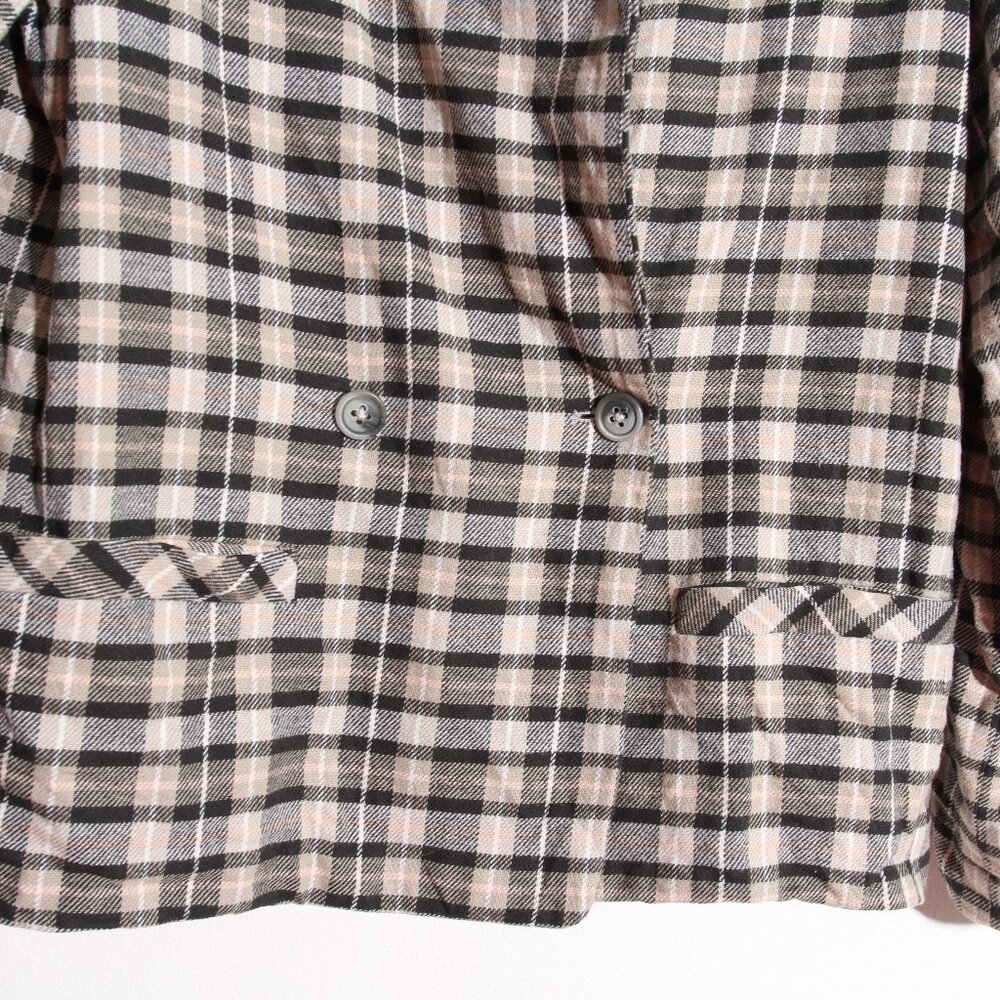 Free People We The Free Luminary Blazer Jacket Plaid Cotton Double Breasted XS - Picture 7 of 14